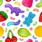 Jelly pattern. Gelatin products sweets for kids colored gummy fish and bear decent vector seamless background