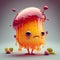 Jelly raspberry fruit monster, cartoon character