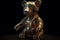 Jellycat-style 3D Robot Brown Bear with Rococo flair and stunning cinematic lighting