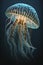 Jellyfish on black background, full bioluminescent jellyfish