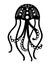 Jellyfish black silhouette. Jellyfish silhouette vector illustration sign for logo or pictogram.