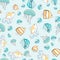 Jellyfish coral and fish Seamless background pattern