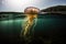 jellyfish drifting through serene underwater landscape