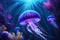 Jellyfish - Ethereal and Glowing, Drifting Gracefully in the Tranquil Waters of a Dimly Lit Aquarium