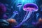 Jellyfish - Ethereal and Glowing, Drifting Gracefully in the Tranquil Waters of a Dimly Lit Aquarium