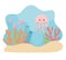 Jellyfish fishes life coral reef cartoon under the sea