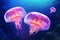 Jellyfish glowing pink creature. Generate Ai