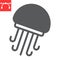 Jellyfish glyph icon, sea and ocean animals, jellyfish vector icon, vector graphics, editable stroke solid sign, eps 10.