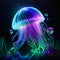 Jellyfish with iridiscent glow background