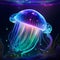 Jellyfish with iridiscent glow background