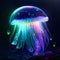 Jellyfish with iridiscent glow background