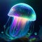 Jellyfish with iridiscent glow background