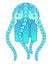 Jellyfish - marine invertebrate animal - vector full color picture. Cartoon jellyfish Blue-green - an inhabitant of the underwater