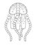 Jellyfish - marine invertebrate animal - vector linear picture for coloring. Linear jellyfish for coloring antistress - an inhabit