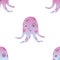 Jellyfish or octopus marine seamless pattern background