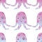 Jellyfish or octopus marine seamless pattern background