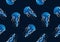 Jellyfish seamless pattern background, blue tone image