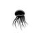 Jellyfish Silhouette, Floating Medusa. Flat Vector Icon illustration. Simple black symbol on white background. Jellyfish