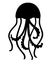 Jellyfish silhouette. Jellyfish marine animal black silhouette vector illustration for logo or pictogram. Inhabitant of the underw