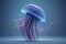 a jellyfish swimming on blue background, 3d render