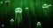 Jellyfish Swimming in Deep Sea 4k Loop Green Color Scheme