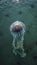 Jellyfish with trailing tentacles in the sea. AI generated