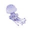 Jellyfish watercolor painted illustration. Hand drawn medusa underwater exotic tropical creature. Jellyfish aquatic animal isolate