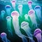 Jellyfishes Swimming Underwater, Generative AI Illustration