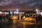 Jemaa el-Fna and market stalls at night