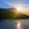 Jemeluk Beach and beautiful blue lagoon with Gunung Agung