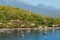 Jemeluk Beach and beautiful blue lagoon with Gunung Agung volcano