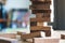 A Jenga or Tumble tower wooden block game