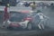 Jerome Grossset Janin on fire. Barcelona FIA World Rallycross