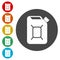 Jerrycan fuel icons set