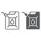 Jerrycan line and glyph icon, canister and container, fuel tank sign, vector graphics, a linear pattern on a white