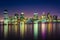 The Jersey City Skyline at night, seen from Pier 34, Manhattan,