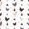 Jersey Giant Chicken breeds seamless pattern. Poultry and farm animals