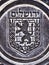 Jerusalem coat of arms casted on iron manhole cover