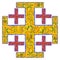 Jerusalem Cross .also known as the Crusader`s Cross isolated from flowers