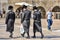 Jerusalem, Israel, 15th September 2017. Three Orthodox Jewish men walk on the grounds of the wailing wall