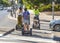 Jerusalem, Israel - 31 july 2019: Tourists riding two wheel segway. Eco friendly electrical individual transport vehicle.