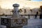 JERUSALEM, ISRAEL - Cranes with water and a special ritual cups for washing hands near Western Wall. Jerusalem. Israel