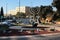 Jerusalem, Israel - December 2, 2013: Symbolic Star of David and Menorah monument on a roundabout in front of the Israeli