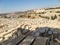 JERUSALEM, ISRAEL - July 13, 2015: Old jewish graves on the mount of olives in Jerusalem