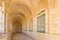 JERUSALEM, ISRAEL - MARCH 3, 2015: The gothic corridor of atrium in Church of the Pater Noster on Mount of Olives