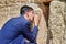 Jerusalem Israel. Orthodox praying at the wailing wall