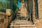 Jerusalem Israeli ancient city back street stairway passage between old stone buildings Middle East travel destination for a lot