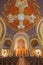 Jerusalem - main nave and modern cupola with the cross and mosaic in Church of St. Peter in Gallicantu.