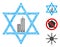 Jerusalem Star Polygonal Web Vector Mesh Illustration