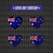Jervis Bay Territory. Collection of four vector hearts with flag. Heart silhouette